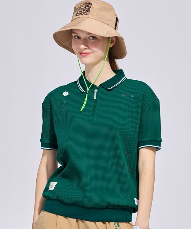 PW CIRCULUS 【WOMEN】ワッフルハーフジップポロ 2026年モデル ゴルフウェア レディース グリーン系