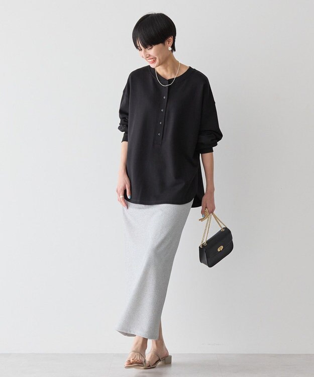 AMERICAN HOLIC ヘンリーネックラウンドミニ裏毛プルオーバー Black