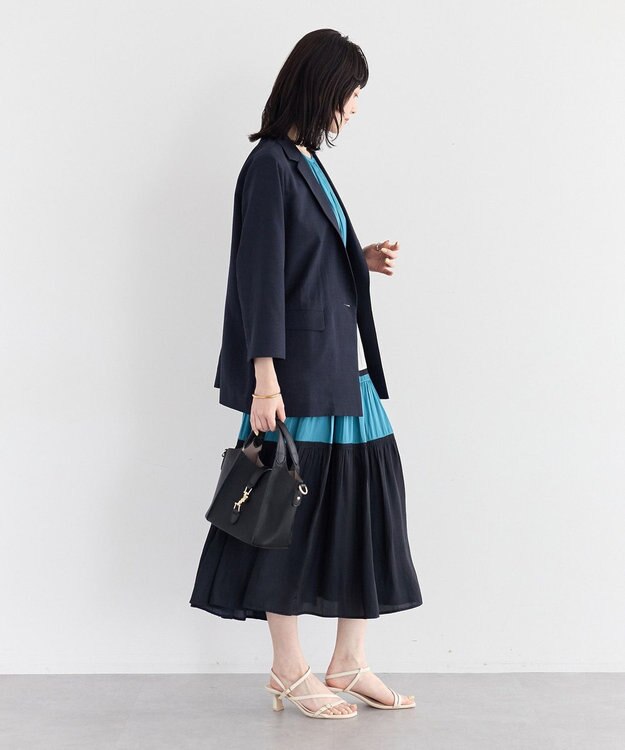 YECCA VECCA マシンウォッシャブルリネンライクジャケット Navy