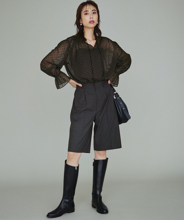 23区 【CLASSY.10月号掲載/洗える】TWマットクロス ハーフパンツ グレー系