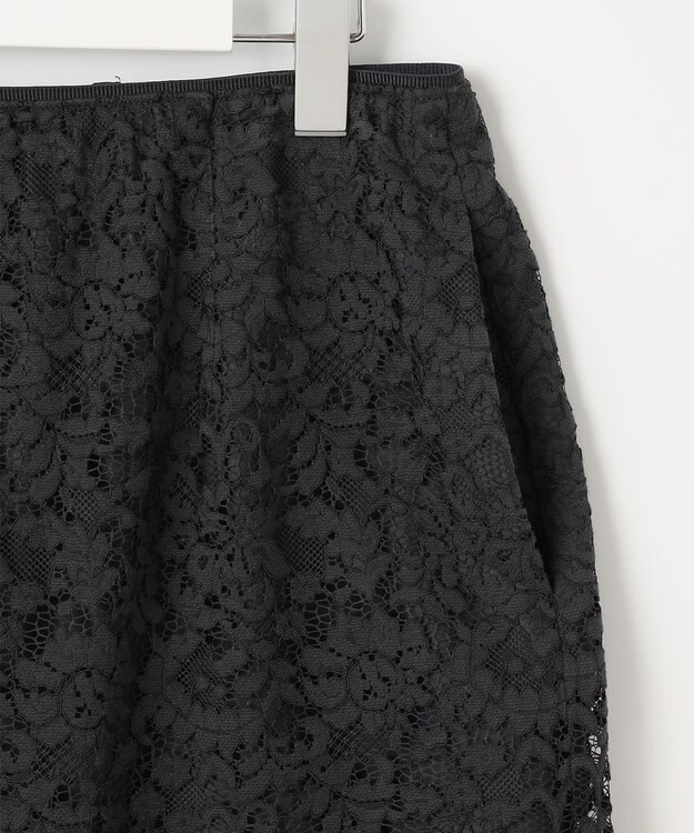 自由区 L 【セットアップ対応・洗える】フルールスカラレース スカート ブラック