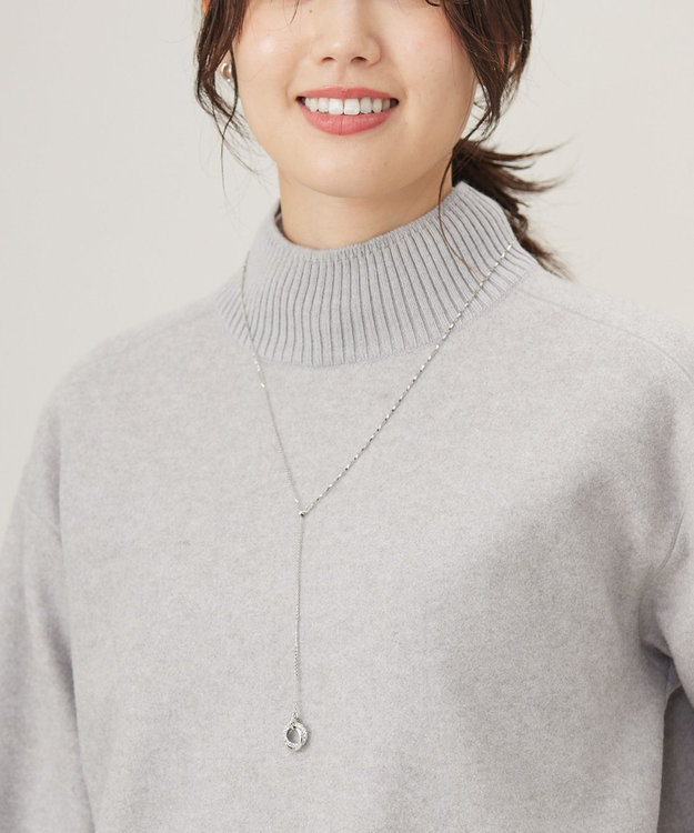 J.PRESS LADIES 3way ガラスリング ラリエット ネックレス ツヤシルバー系