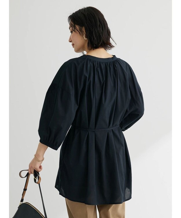 Green Parks スキッパーボリュームブラウスチュニック Black