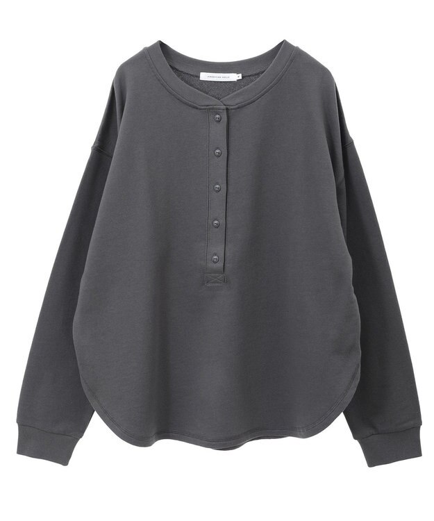 AMERICAN HOLIC ヘンリーネックラウンドミニ裏毛プルオーバー Charcoal Gray