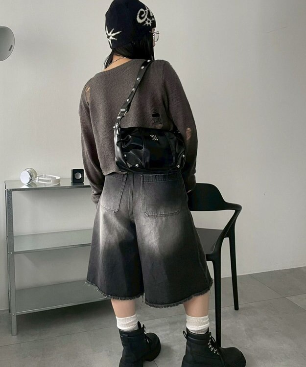 WEGO メタルパーツハーフムーンバッグ ブラック