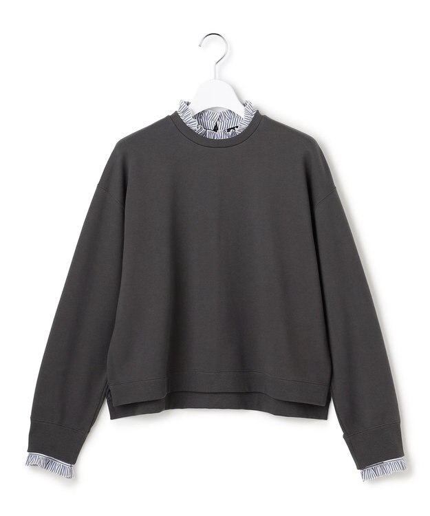 23区 【WEB＆一部店舗限定】クリアコットンテリー ストライプフリル スウェット グレー系