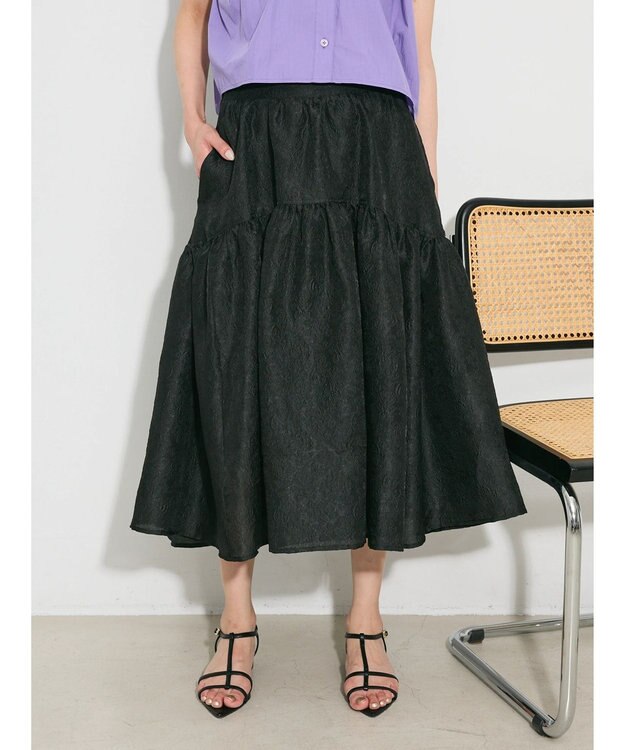 Green Parks ジャガードボリュームスカート Black