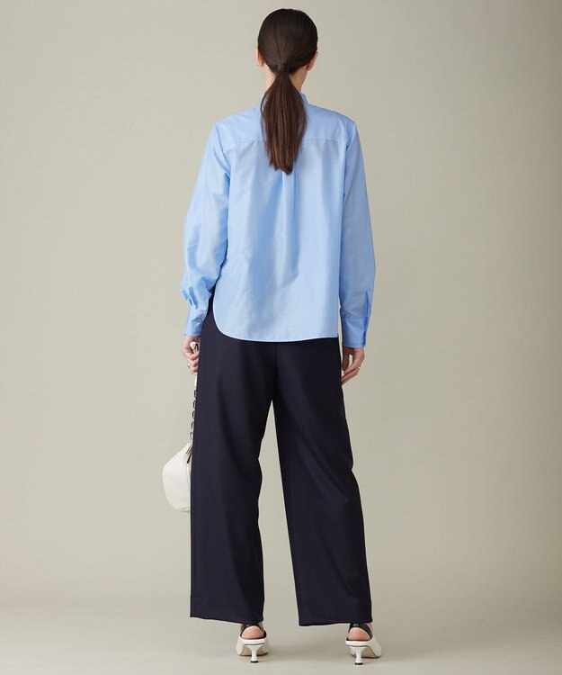 ICB 【洗える】 セシェシルキーローン シャツブラウス スカイブルー系