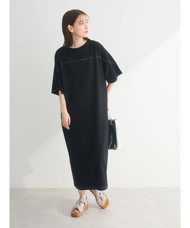 Green Parks ・ＳＵＧＡＲ　ＳＰＯＯＮ【ＣＯＯＬ】ステッチＴＥＥワンピ Black