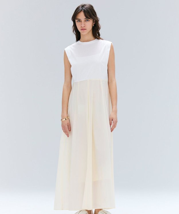 BEIGE， 【洗える/セットアップ対応】SPIGA / ジャージーコンビフレアワンピース Ecru