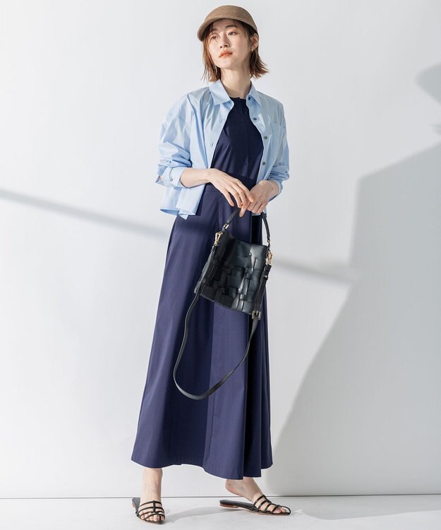 23区 【CLASSY.コラボ/洗える】シャツアンサンブル ワンピース [WEB限定]サックスブルー×ネイビー