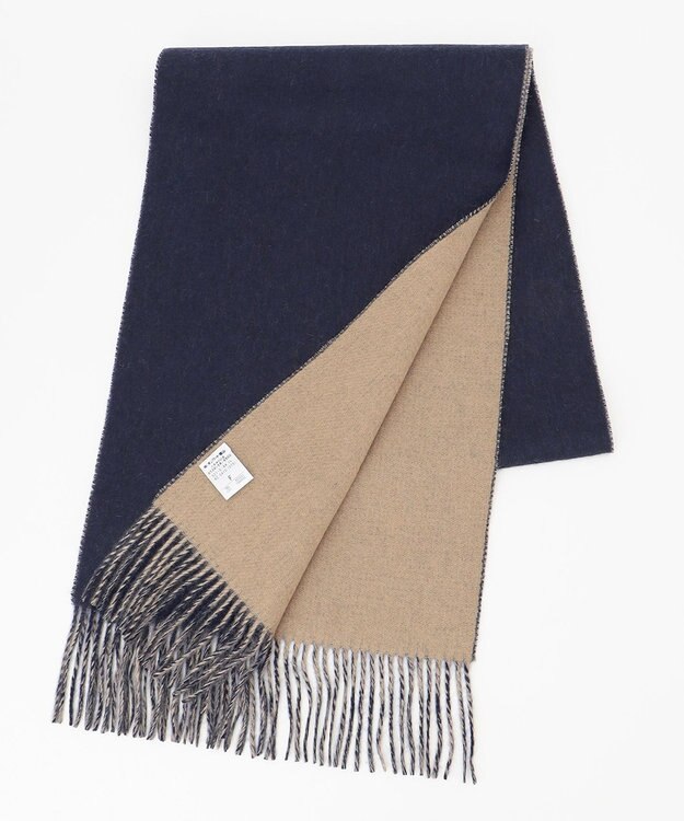 J.PRESS MEN リバーシブル カシミヤマフラー 無地 ネイビー系