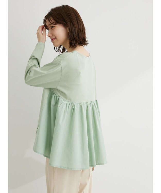 Green Parks バックギャザー布帛切替プルオーバー Green