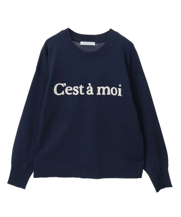 Green Parks さがら刺繍ロゴニットプルオーバー Navy