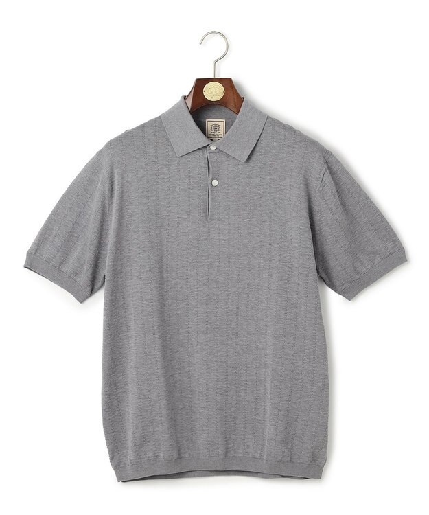 J.PRESS MEN シルクコットン ニットポロシャツ ライトグレー系