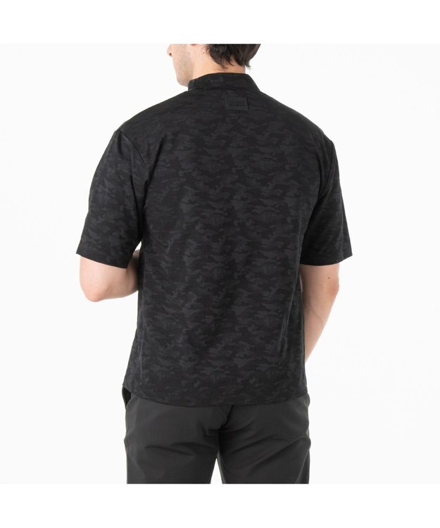 ZERO HALLIBURTON カモフラージュ柄 ジャガードモックネックシャツ ZHG-A4A 2a 82852 ゴルフウェア ブラック