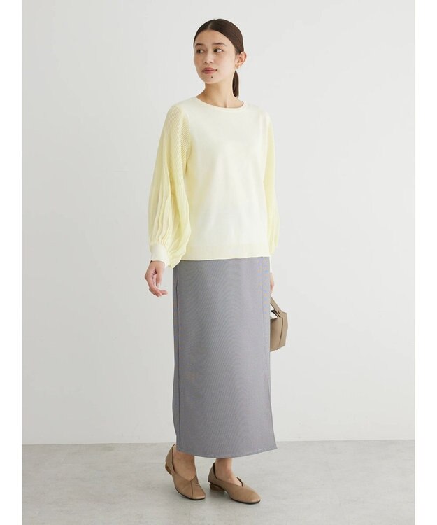 Green Parks プリーツ袖ニットプルオーバー Yellow