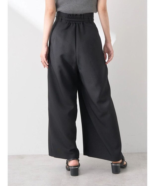 earth music&ecology ベルト付きワイドパンツ Black
