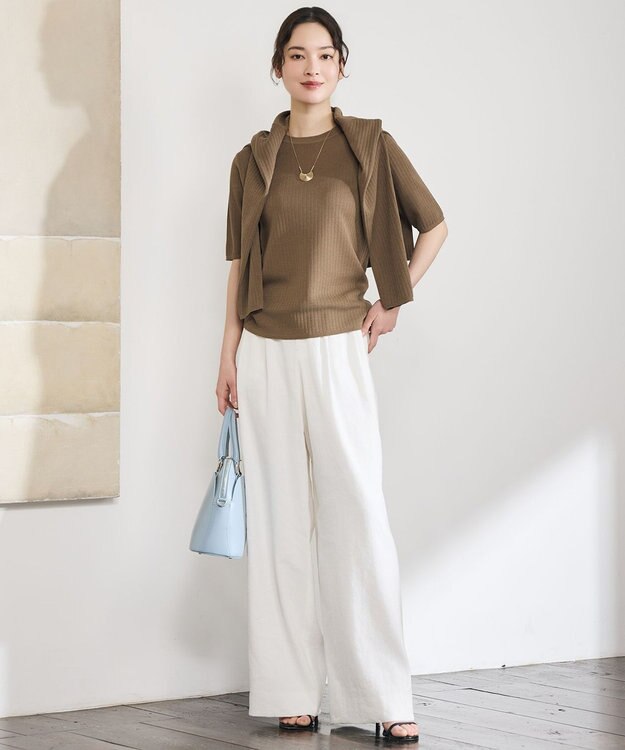 自由区 【アンサンブル対応】シアーシルクミックス カーディガン ブロンズ