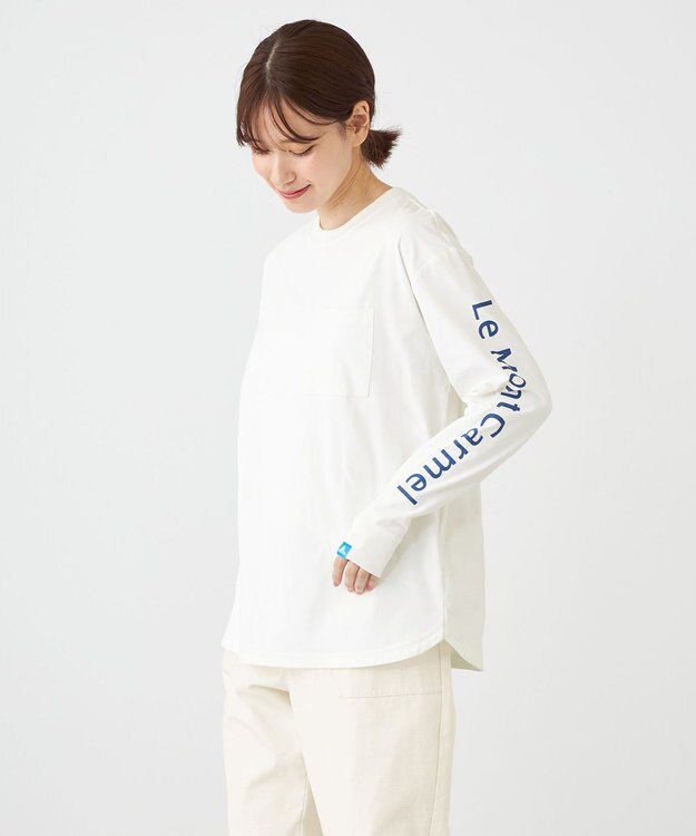 SHARE PARK LADIES 【UNISEX】吸水速乾 ショルダーロゴロングスリーブTシャツ（S・Mサイズ） ホワイト