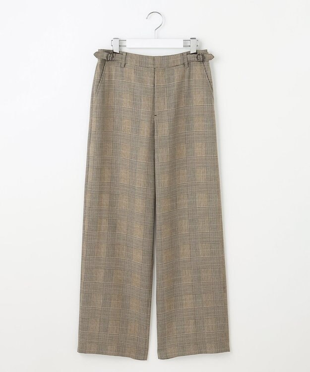 J.PRESS LADIES S モナベールツイル チェック ワイド パンツ ブラウンチェック系