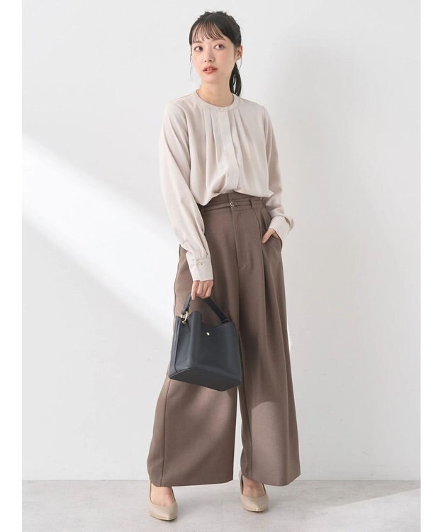 earth music&ecology ベルト付きワイドパンツ Brown