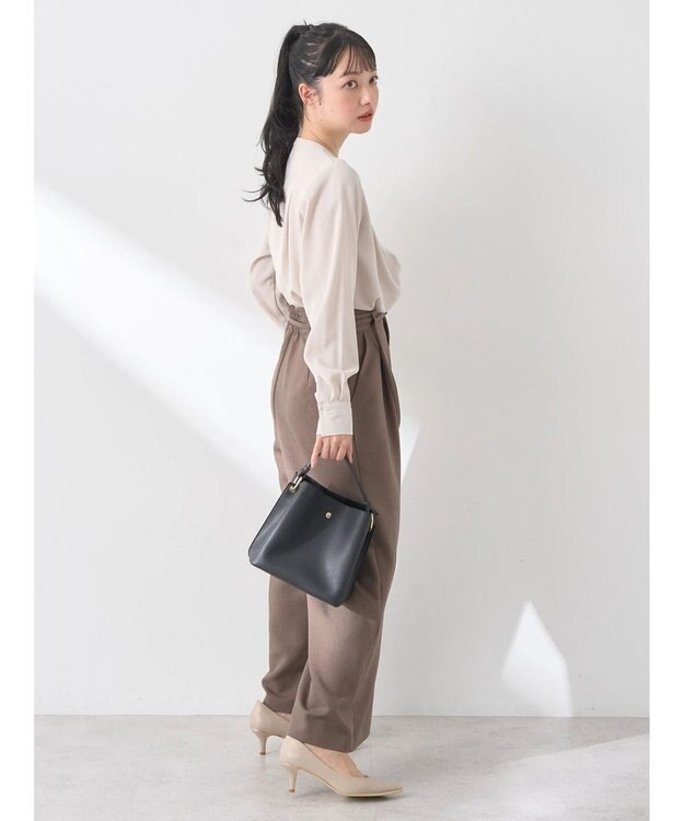 earth music&ecology ベルト付きワイドパンツ Brown