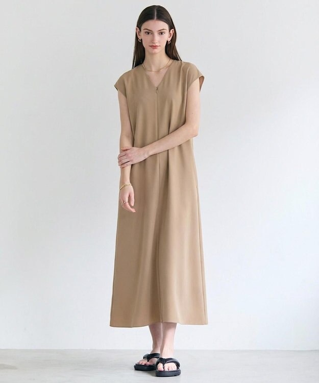 BEIGE， VIRGILE / Vネックリラックスワンピース Mocha