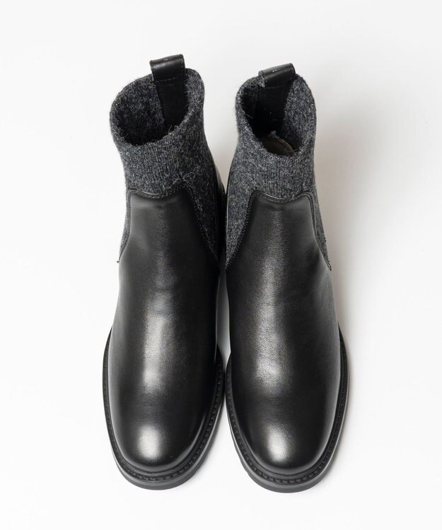 BONTRE 【UNISA/ウニサ】リブニットショートブーツ ブラック