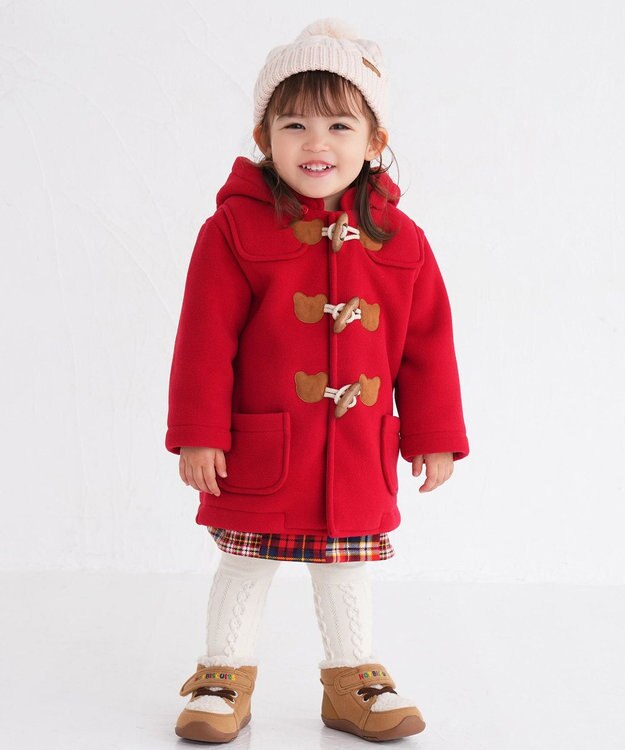 MIKI HOUSE HOT BISCUITS 【80-120cm】 フリースボンディング ダッフルコート 赤