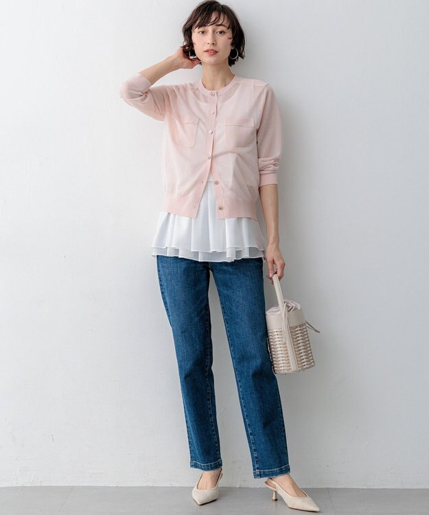 23区 S 23区DENIM ストレートフィット デニムパンツ ウォッシュドブルー系