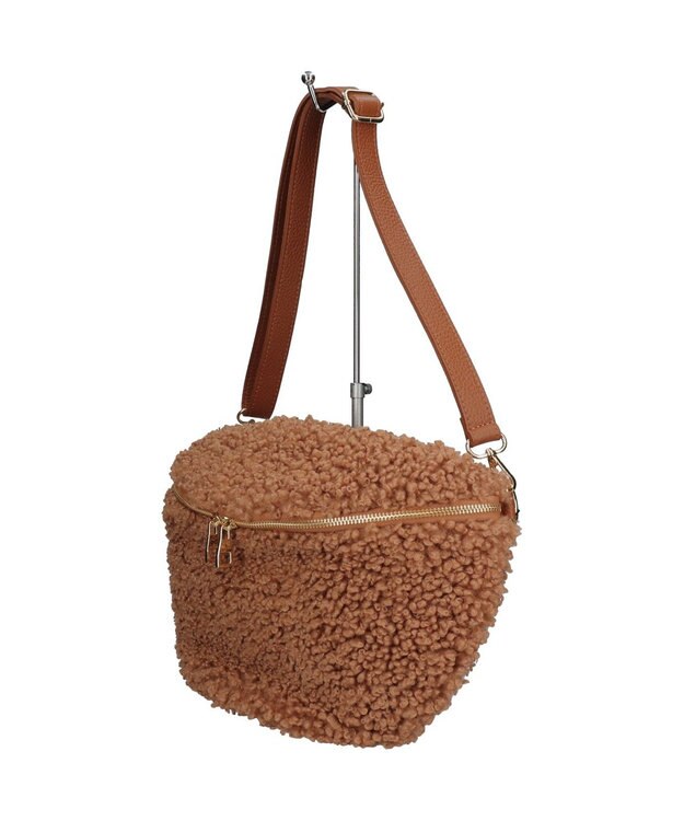 INTER-CHAUSSURES 【ANDREA CARDONE】レザーストラップボアショルダーバッグ ライトブラウン雑材