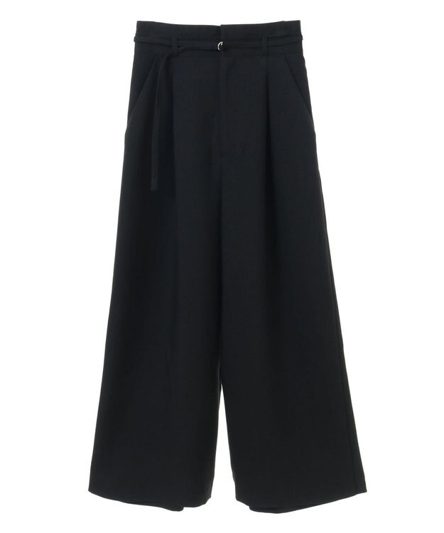 earth music&ecology ベルト付きワイドパンツ Black