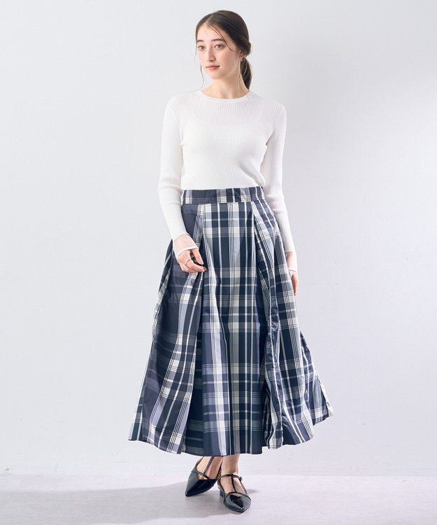 YECCA VECCA 撥水メモリーフレアスカート Navy