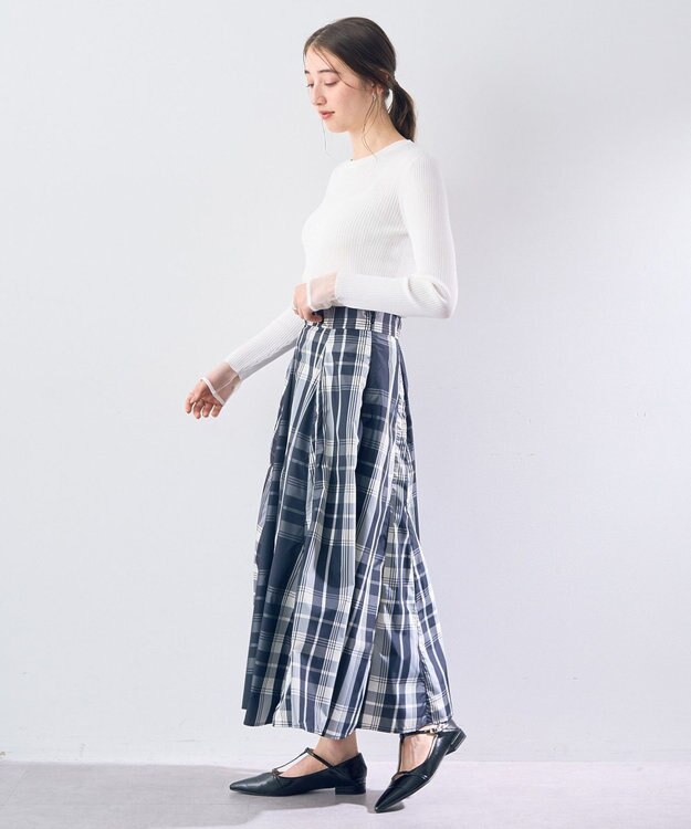 YECCA VECCA 撥水メモリーフレアスカート Navy