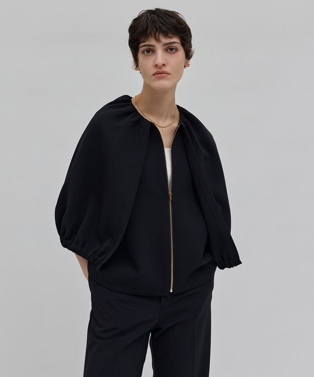 BEIGE， 【洗える】REIBAUD / ノーカラージャケット Black