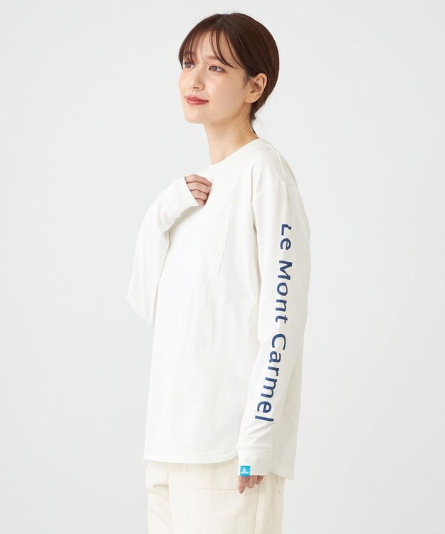 SHARE PARK LADIES 【UNISEX】吸水速乾 ショルダーロゴロングスリーブTシャツ（S・Mサイズ） ホワイト