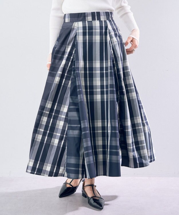 YECCA VECCA 撥水メモリーフレアスカート Navy