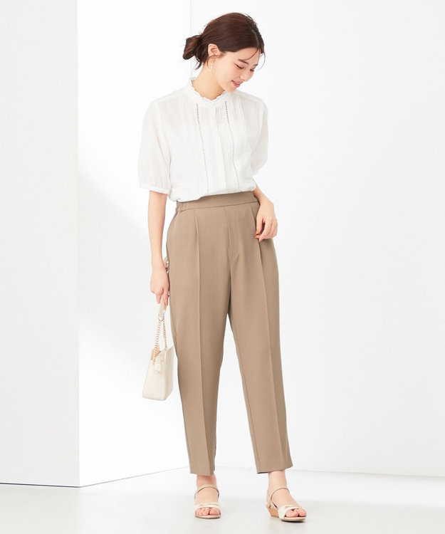 ANY SIS S 【洗える】フリルスタンドピンタック ブラウス オフホワイト