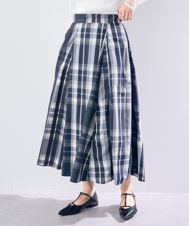 YECCA VECCA 撥水メモリーフレアスカート Navy