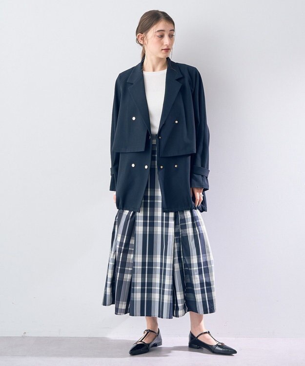 YECCA VECCA 撥水メモリーフレアスカート Navy