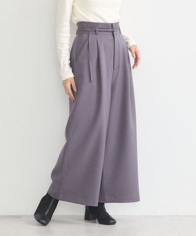 earth music&ecology ベルト付きワイドパンツ Gray