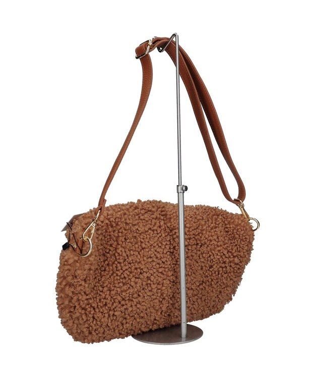 INTER-CHAUSSURES 【ANDREA CARDONE】レザーストラップボアショルダーバッグ ライトブラウン雑材