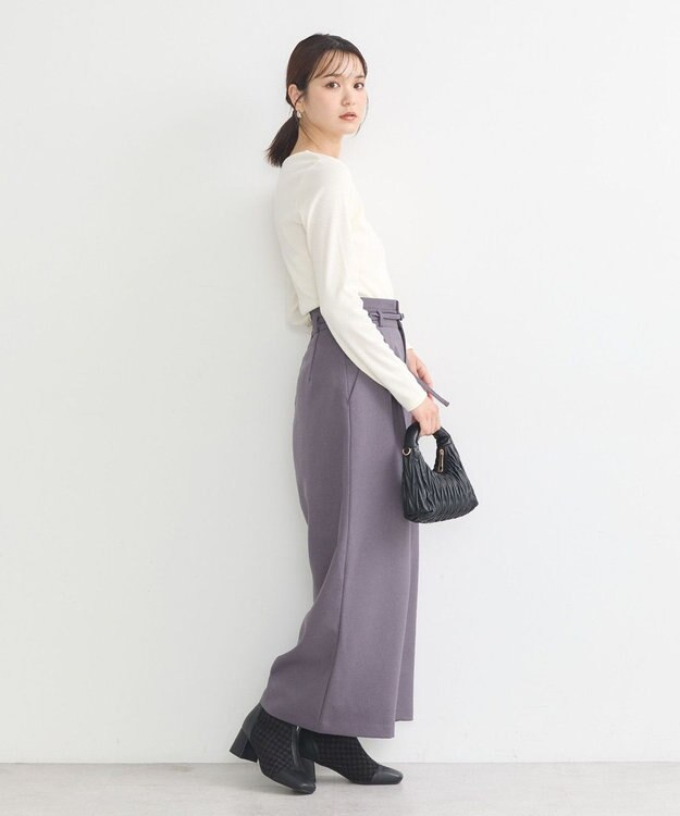 earth music&ecology ベルト付きワイドパンツ Gray