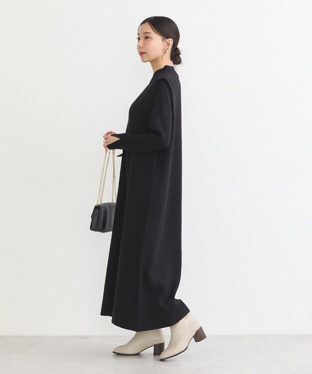 earth music&ecology Ｓｅｔ２点ハイネックプルオーバー＋ニットワンピース Black