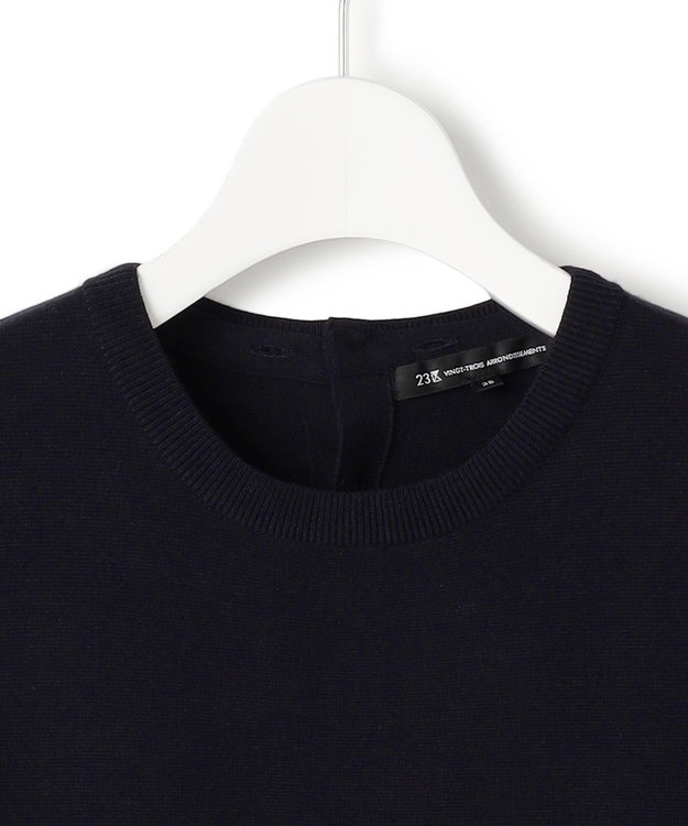 23区 S 【洗える/吊り干しOK】ヴィスコースストレッチ レース襟 ワンピース ネイビー系