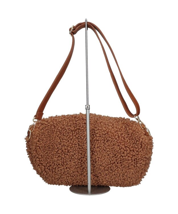 INTER-CHAUSSURES 【ANDREA CARDONE】レザーストラップボアショルダーバッグ ライトブラウン雑材