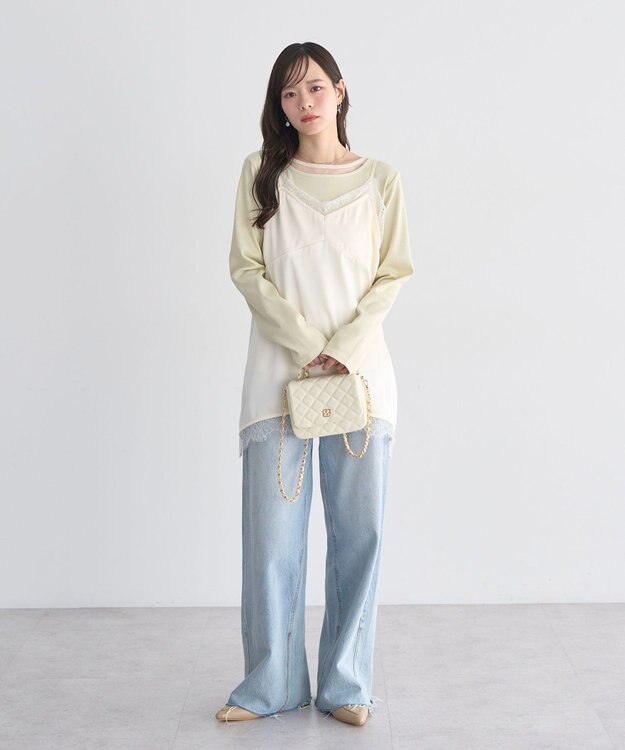 earth music&ecology 【予約】ランジェリーライクレースキャミ アイボリー