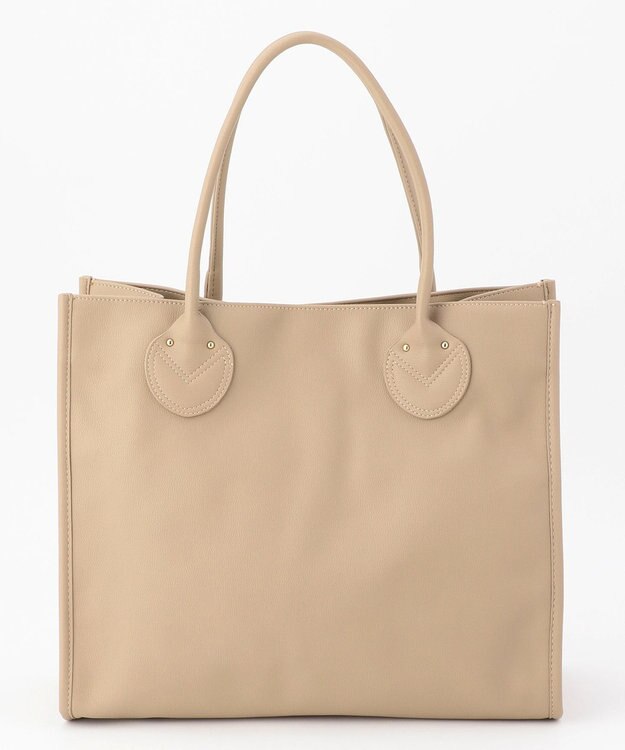 UNBILLION cachecache 丸手根革スクエアトートバッグ ベージュ