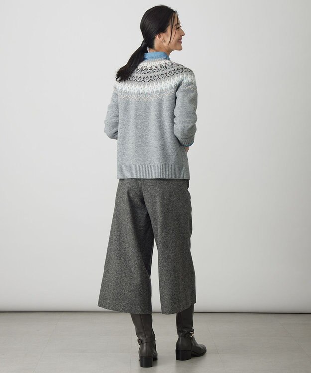 J.PRESS LADIES FAIR ISLE ラウンドネック ニット グレー系